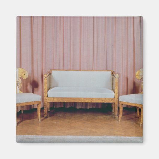 Aimant Canapé et deux chaises, bouleau karélien, 1810-20 (Devant)