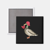 Aimant Canard colvert de la Saint-Valentin Rétro Groovy C (Recto/Verso)