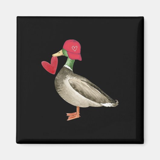 Aimant Canard colvert de la Saint-Valentin Rétro Groovy C (Devant)