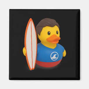 Aimant Canard en caoutchouc surfeur tenant planche de sur