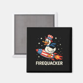 Aimant Canard Firequacker sur feu d'artifice drôle 4 juil (Recto/Verso)