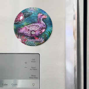 Aimant Canard Floral Fantaisiste Violet Turquoise Personn