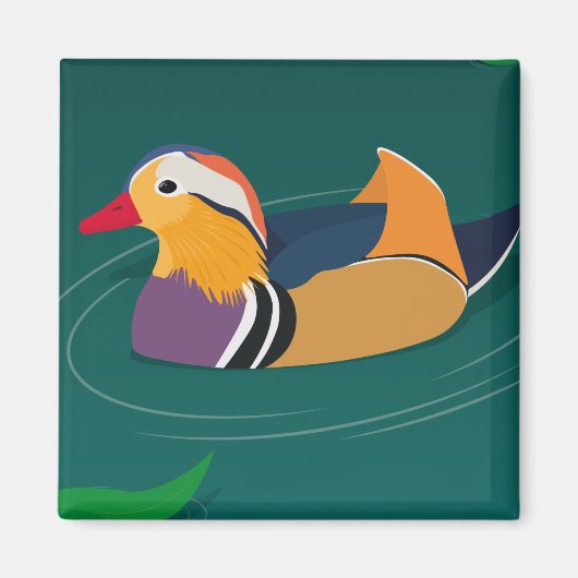 Aimant Canard mandarin coloré Art numérique moderne (Devant)