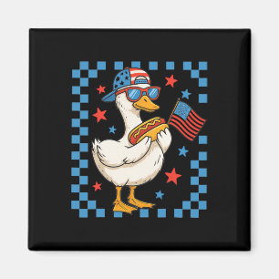 Aimant Canard patriotique drôle Drapeau américain Hot Dog
