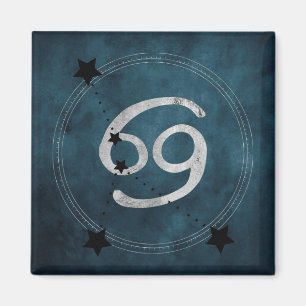 Aimant Cancer Crab noir argenté constellation de zodiac