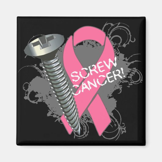 Aimant Cancer de la vis - Cancer du sein de la grunge (Devant)