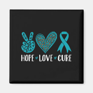 Aimant Cancer de l'ovaire Hope Love Cure Ruban Turquoise