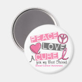 Aimant Cancer du sein PAIX, AMOUR, UN CURE 1 (meilleur am (Recto/Verso)