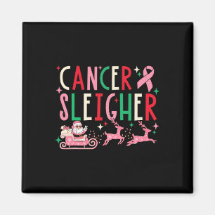 Aimant Cancer Noël rose ruban Père Noël Sleigh Reindee