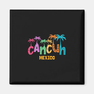 Aimant Cancun Mexique drôle Palmier Typographie Colorée 