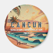 Aimant Cancún Mexique Palm Tree Sunset Voyage Souvenir (Devant)