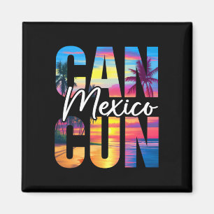 Aimant Cancun Mexique Palmier Coucher de soleil Plage Été