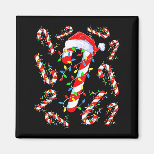 Aimant Candy Cane Crew Red And White Santa Funny Christma (Devant)