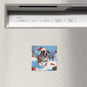 Aimant Cane Corso coule en neige avec Casquette de Noël (In Situ (Lave-vaisselle))