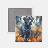 Aimant Cane Corso d'Halloween avec citrouilles effrayant (Recto/Verso)