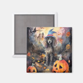 Aimant Caniche D'Halloween Avec Peur Citrouille (Recto/Verso)