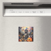 Aimant Caniche D'Halloween Avec Peur Citrouille (In Situ (Lave-vaisselle))