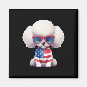 Aimant Caniche jouet avec drapeau américain patriotique d