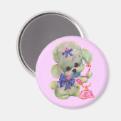 Aimant caniche mignon avec téléphone rose (Recto/Verso)