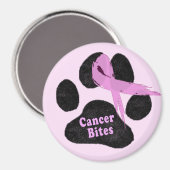 Aimant Canine Cancer du sein mord Chien Paw et Ribbon ros (Recto/Verso)