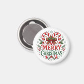 Aimant Canne de bonbon Joyeux Noël  (Recto/Verso)