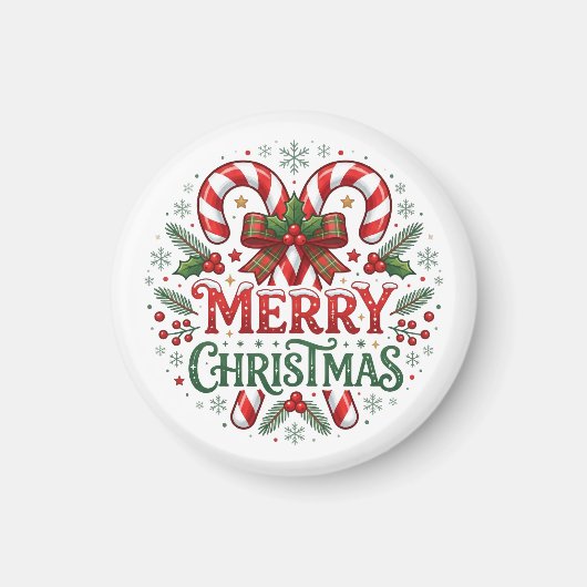 Aimant Canne de bonbon Joyeux Noël  (Devant)