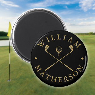 Aimant Canne de golf personnalisée noir et or