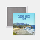 Aimant Cannon Beach Côte de l'Oregon Vintage (Recto/Verso)