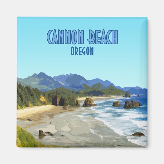 Aimant Cannon Beach Côte de l'Oregon Vintage (Devant)
