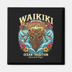 Aimant canoë outrigger wa'a hawaïen waikiki océan