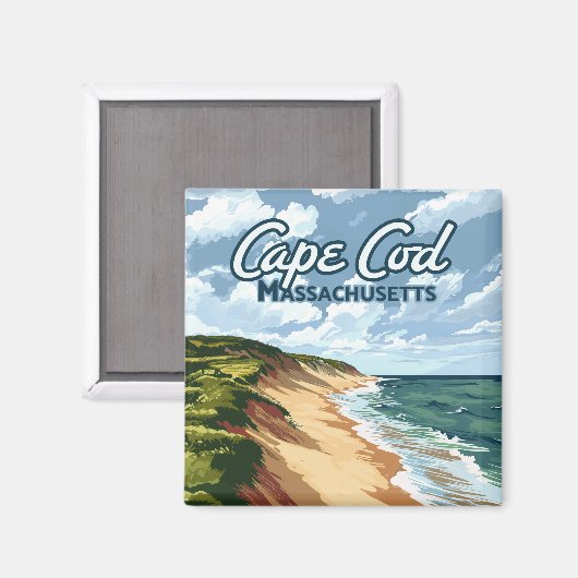 Aimant Cape Cod Beach Mer Massachusetts Bleu (Recto/Verso)