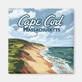 Aimant Cape Cod Beach Mer Massachusetts Bleu (Devant)