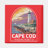 Aimant Cape Cod Massachusetts Emblème d'art de voyage (Devant)
