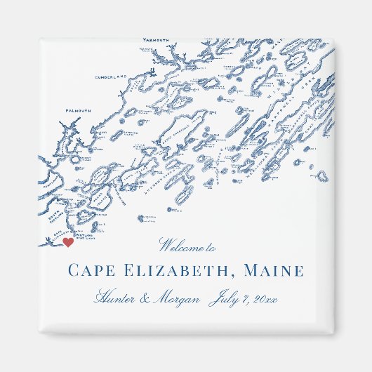 Aimant Cape Elizabeth Maine Carte Mariage élégant Favor (Devant)