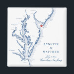 Aimant Cape May New Jersey Destination Wedding Favor<br><div class="desc">Commande rapide et facile ! Ces magnets de carte Cape May, New Jersey font de grandes faveurs de mariage de plage du New Jersey à inclure dans votre destination de Cape May des sacs d'accueil de mariage. Déplacez le coeur en cliquant sur "Editer à l'aide de l'outil de conception" sous...</div>
