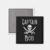 Aimant Capitaine Bob - Bateau Pirate Personnalisé Vintage (Recto/Verso)