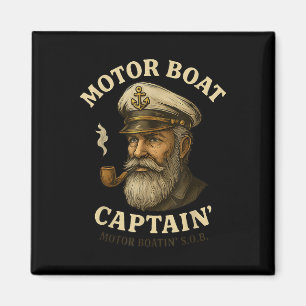 Aimant Capitaine de bateau à moteur drôle de bateau ponto