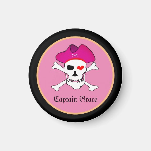 Aimant Capitaine "Grâce" & Pirates - Île au trésor /Fille (Devant)