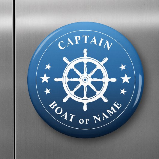 Aimant Capitaine Votre Nom De Bateau Navires Roue Helm Bl