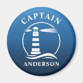 Aimant Capitaine Votre Nom Phare Ocean Waves Blue (Devant)