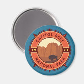 Aimant Capitol Reef National Park Bison Retro Compass (Recto/Verso)