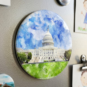 Aimant Capitole des États-Unis à Washington DC Aquarelle