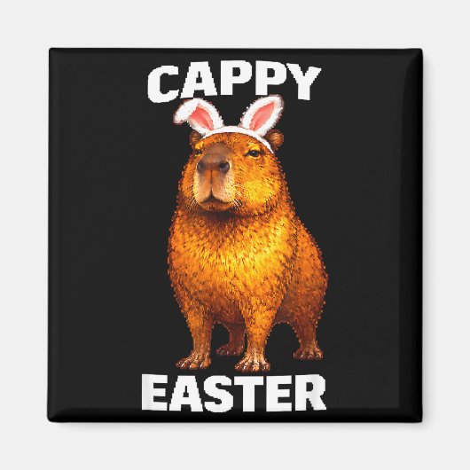 Aimant Cappy Pâques drôle capybara oreilles de lapin anim (Devant)