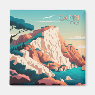 Aimant Capri Italie Citron Méditerranée île Rétro