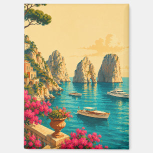 Aimant Capri Italie Voyage Vintage Faraglioni Stacks de M