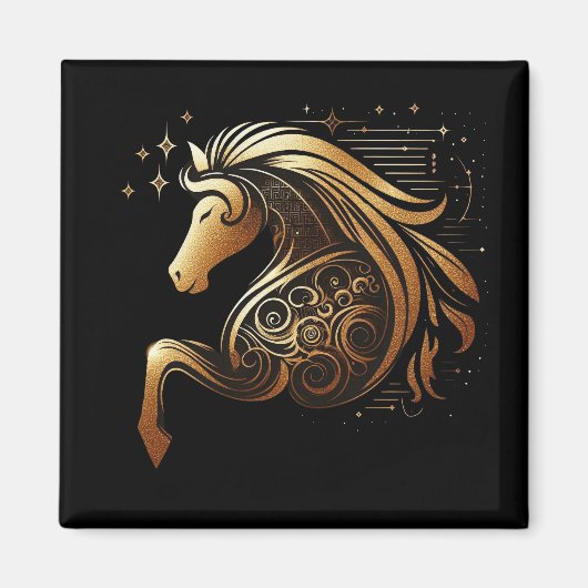 Aimant Capricorne Zodiaque Cheval Or Astrologie (Devant)