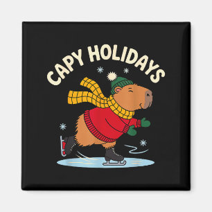 Aimant Capy Vacances Patinage Capybara Drôle Xmas Chri