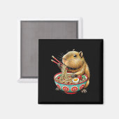 Aimant Capybara Aime Les Nouilles Capybara Manger Du Bram (Recto/Verso)