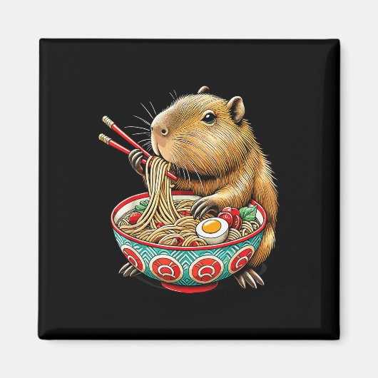 Aimant Capybara Aime Les Nouilles Capybara Manger Du Bram (Devant)
