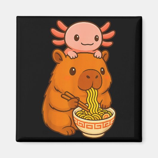 Aimant Capybara Anime Ramen Axolotl Funny Graphic Kawaii (Devant)